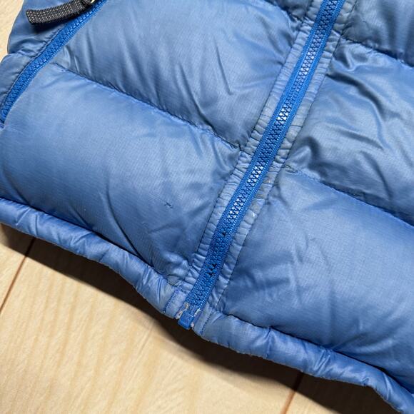 Patagonia Kids Hi-Loft Down Sweater Hoodie Jacket Toddler 4T Blue Play Condition - Picture 3 of 13